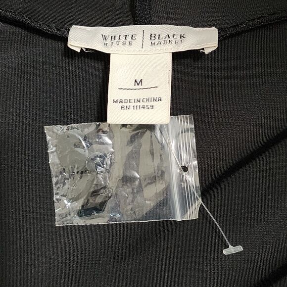 New WHBM Womens Velour Velvet 3/4 Sleeve Top Black Jeweled Holiday Party Size M - Picture 5 of 7